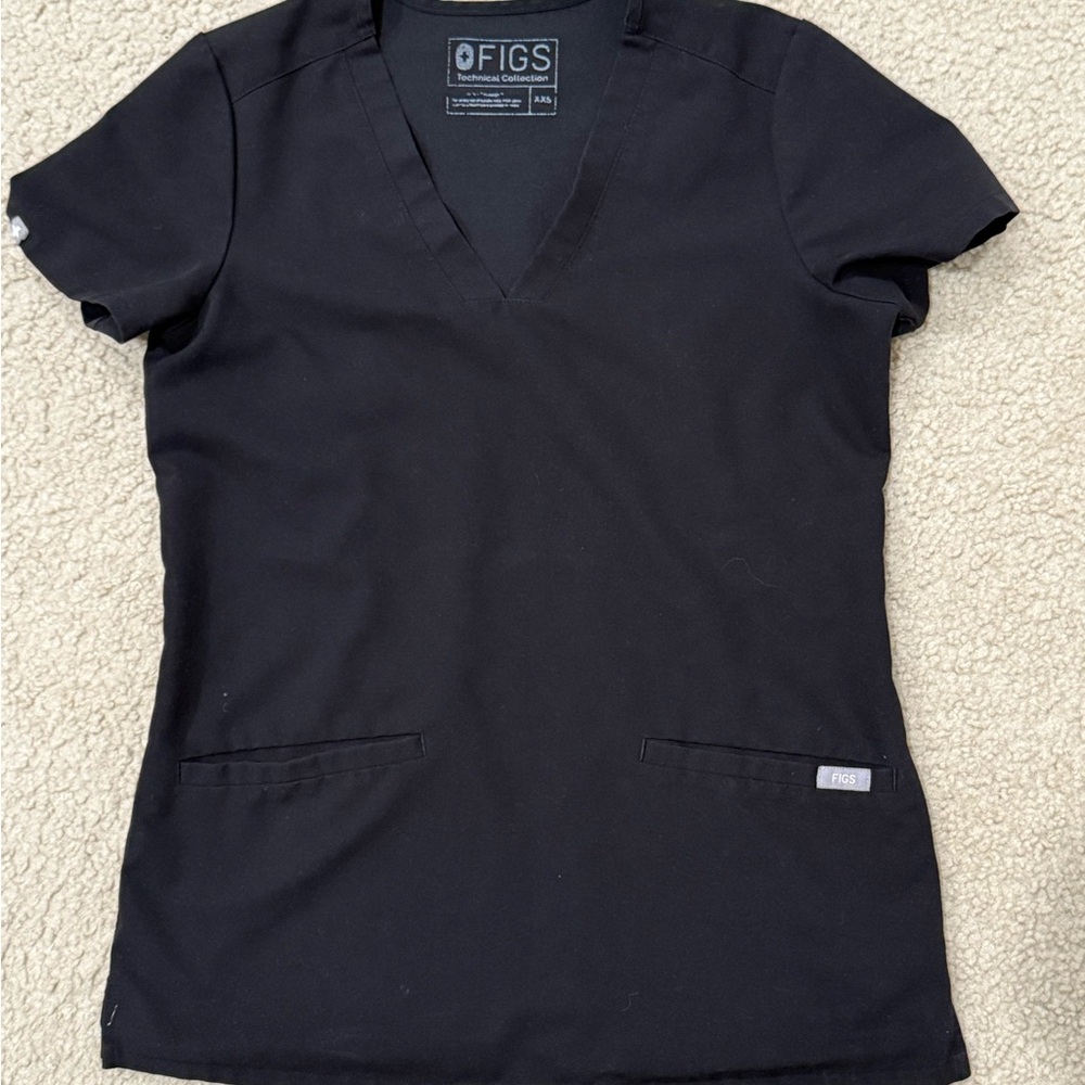 Figs Women's Short Sleeve Black Scrub Top-XXS